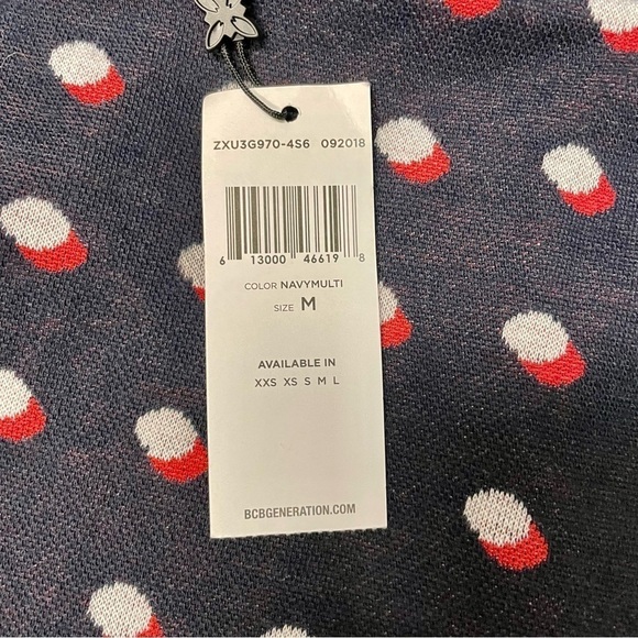 NWT BCBG Generation Polka Dot Skirt Navy Red White Size Medium - Picture 4 of 4